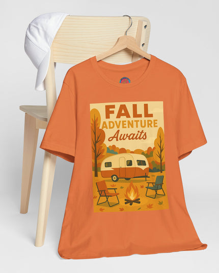 Fall Adventure Awaits T-Shirt | Cozy Autumn Tee for Campers | Vintage Camping Shirt | Unisex Graphic Tee | Outdoor Enthusiast Gift