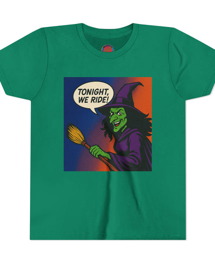 Youth Witch Tee: Halloween Costume, Trick or Treat, Spooky Season, Kid's Graphic Shirt, Fun Halloween Outfit