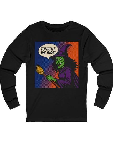 Witchy Long Sleeve Tee - Spooky Halloween Shirt, Unisex Jersey Tee for Halloween Parties, Witch Design, Gift for Her, Costume Top