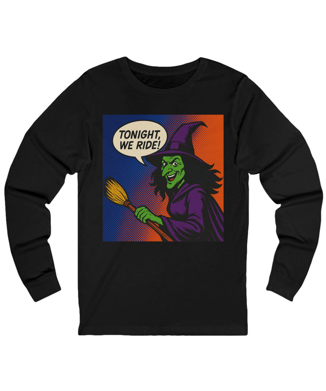Witchy Long Sleeve Tee - Spooky Halloween Shirt, Unisex Jersey Tee for Halloween Parties, Witch Design, Gift for Her, Costume Top