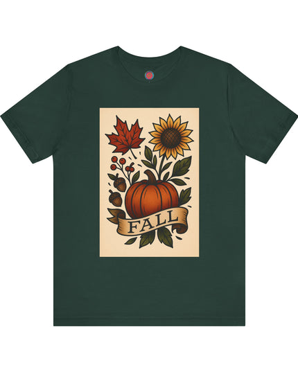 Fall Floral Graphic Tee, Autumn Shirt, Pumpkin Tee, Thanksgiving Gift, Fall Vibes Unisex T-Shirt