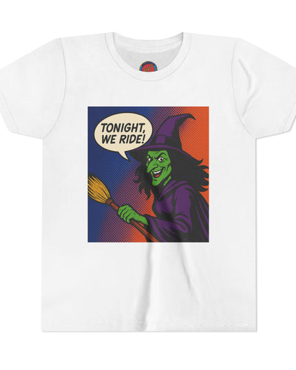 Spooky Witch Youth Tee - Perfect for Halloween, Costume Parties, Trick or Treating, Gifts for Kids, Witch Lovers, Festival Apparel