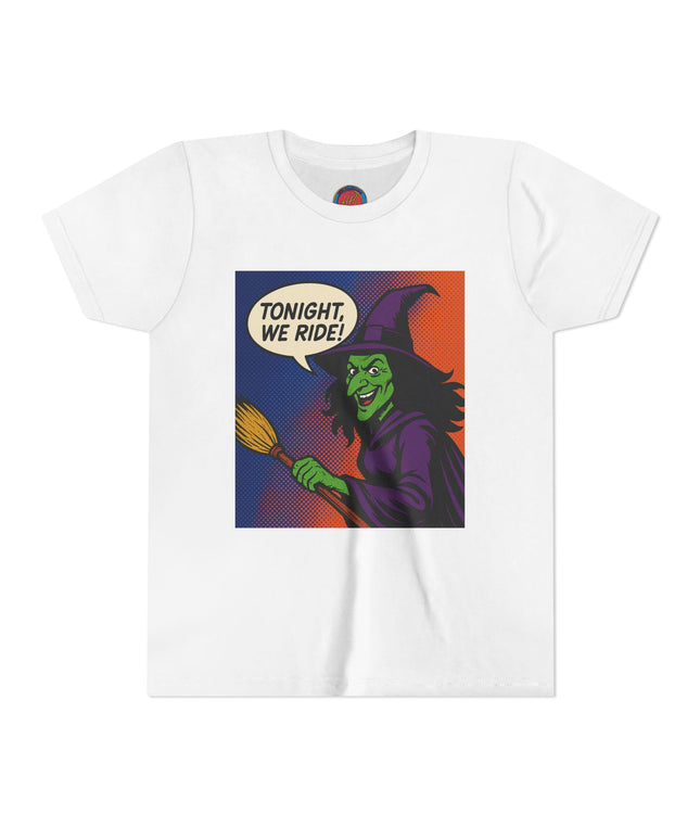 Spooky Witch Youth Tee - Perfect for Halloween, Costume Parties, Trick or Treating, Gifts for Kids, Witch Lovers, Festival Apparel