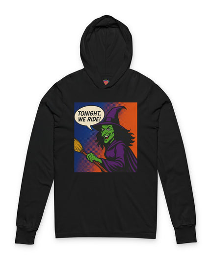 Witchy Hooded Long Sleeve Tee - Perfect for Halloween, Cozy Casual Wear, Witchy Vibes, Gift for Spooky Lovers, Unisex Apparel