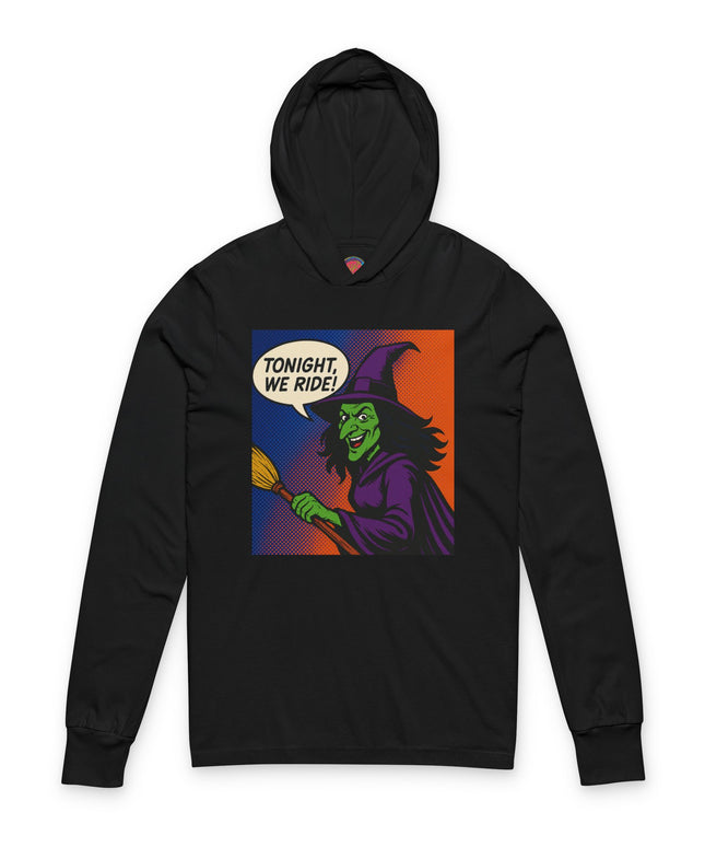 Witchy Hooded Long Sleeve Tee - Perfect for Halloween, Cozy Casual Wear, Witchy Vibes, Gift for Spooky Lovers, Unisex Apparel