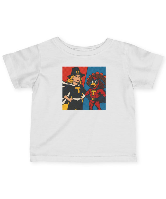 Superhero Themed Infant Tee - Adorable Thanksgiving Baby Shirt, Cute Toddler Outfit, Gifts for New Parents, Kids Party Wear, Birthday Celebration