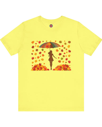 Autumn Umbrella Tee, Cozy Fall Tee, Women's Graphic T-Shirt, Seasonal Casual Shirt, Thanksgiving Apparel, Unique Gift Idea