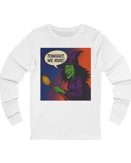 Witchy Long Sleeve Tee - Spooky Halloween Shirt, Unisex Jersey Tee for Halloween Parties, Witch Design, Gift for Her, Costume Top