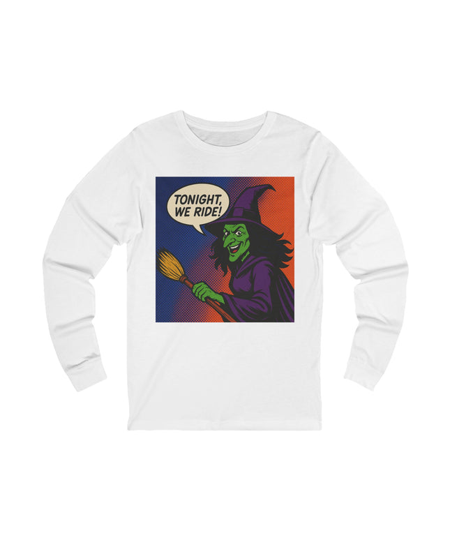 Witchy Long Sleeve Tee - Spooky Halloween Shirt, Unisex Jersey Tee for Halloween Parties, Witch Design, Gift for Her, Costume Top
