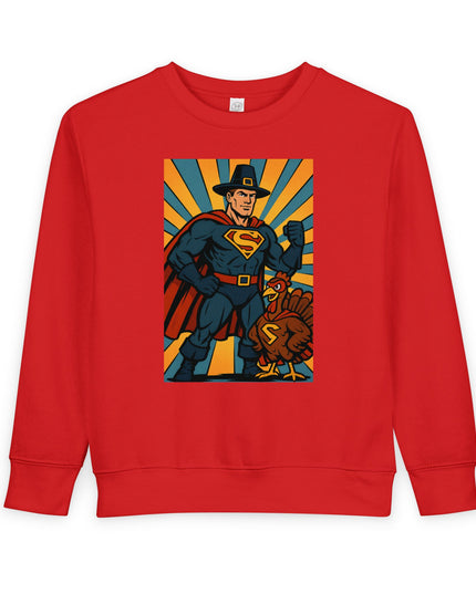 Superhero Thanksgiving Toddler Sweatshirt, Cute Children’s Apparel, Holiday Gift, Cozy Fall Clothing, Kid’s Sweatshirt